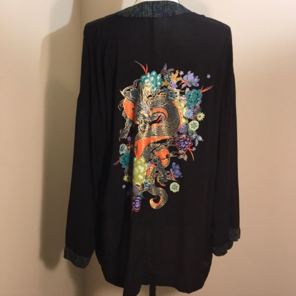 Urban Outfitters Intimates Kimono Dragon Wrap Robe